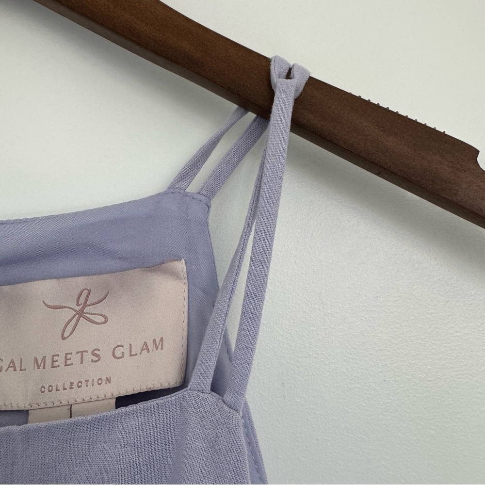 Size 8 Gal Meets Glam Caroline Linen Blend Fit & Flare Light Purple Midi Dress - Picture 7 of 16
